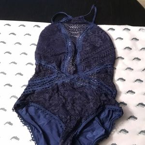 Becca 1pc bathing suit in navy lace . Worn 1x